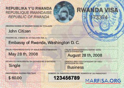 Blank Rwanda visa template